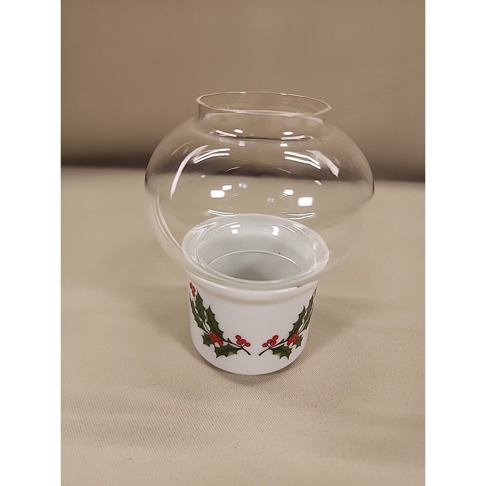 Vintage Fine Porcelain Christmas Mini Hurricane Tea Candle Lamp O02